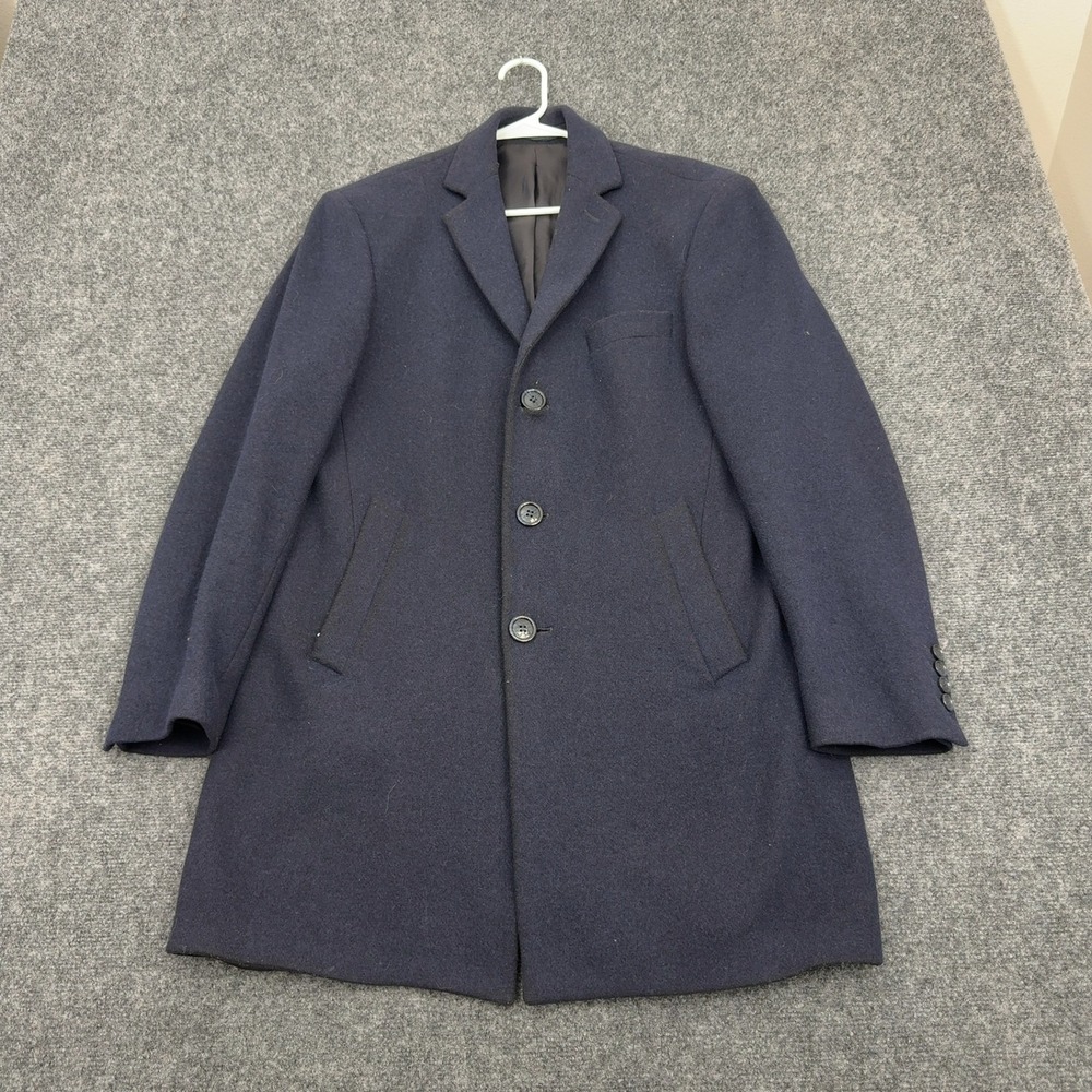 Ramsey Coat Mens 48 Blue Wool Overcoat Tessilgrosso Jersey Classic Winter Style
